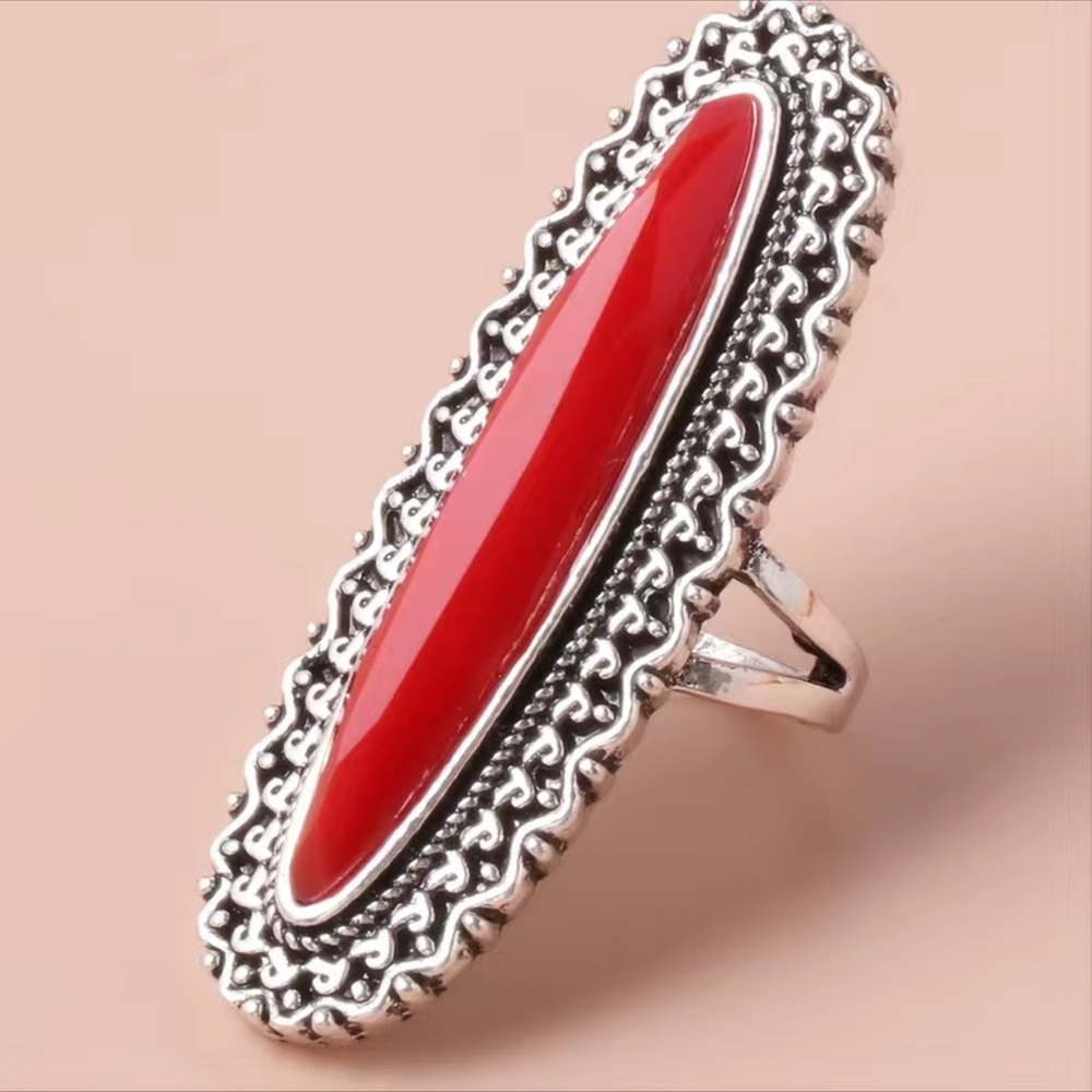 RED/SILVER COLORED RING - Picture 5 of 11